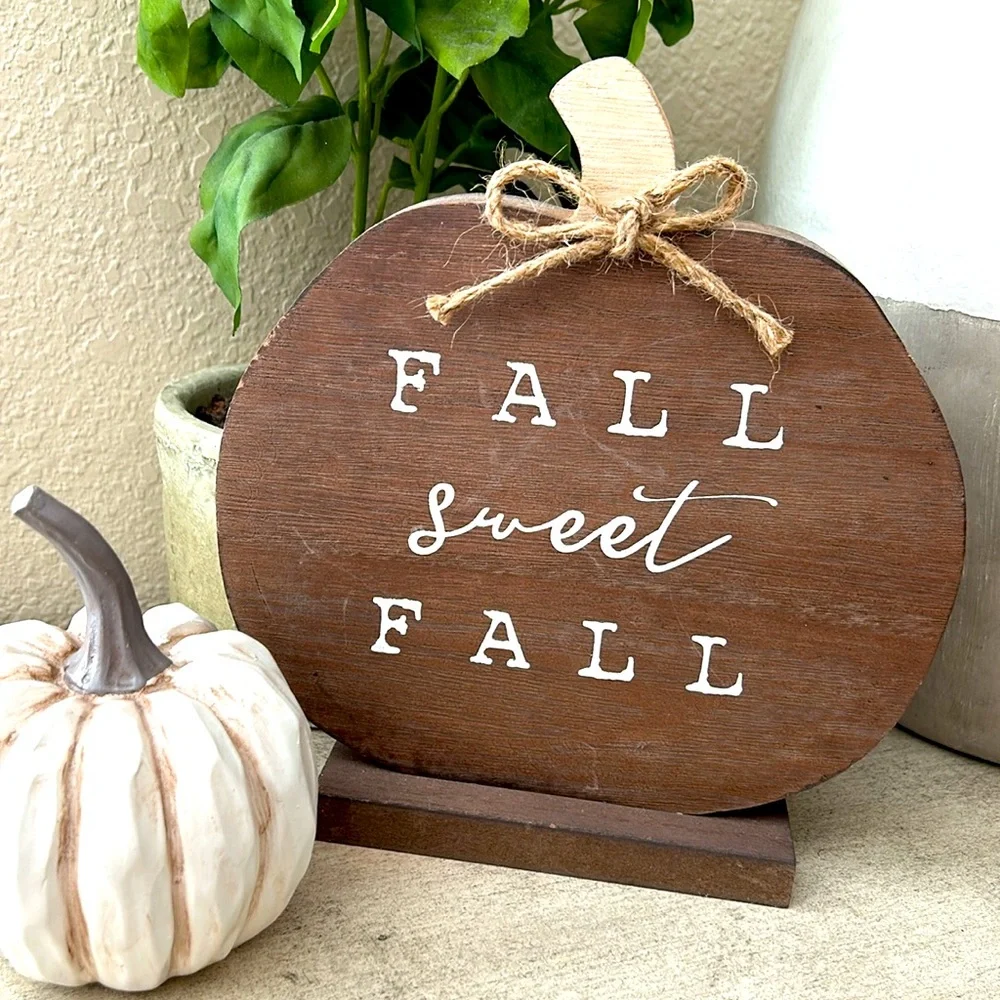 Rustic Farmhouse Fall Wood Pumpkin Tabletop Decor